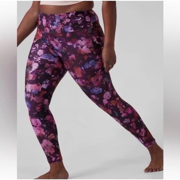 NWT Athleta Salutation Stash Pocket II Printed Tight Leggings Women’s Plus Sz 1X - Picture 1 of 7